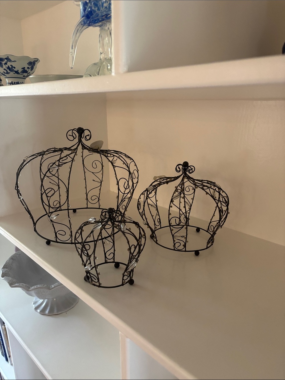 Decorative Wire Crown Trio - Black Metal